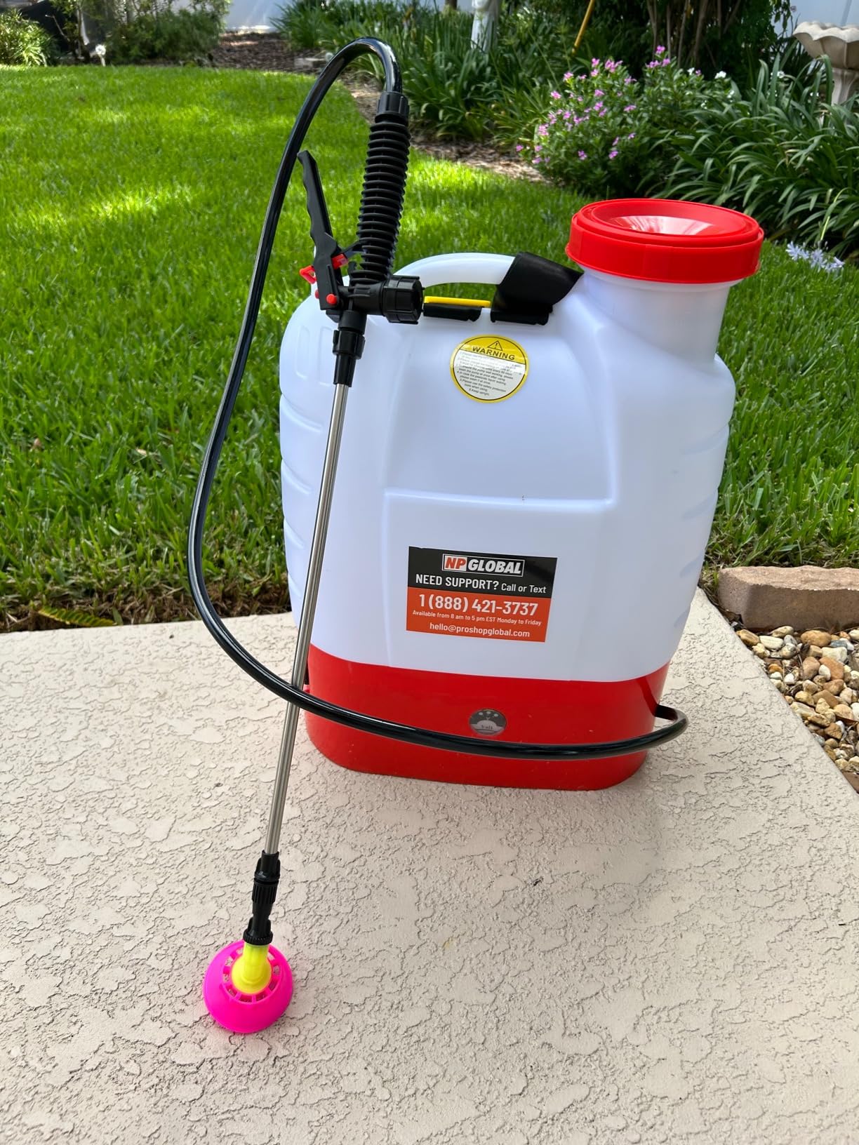 Backpack sprayer outdoors